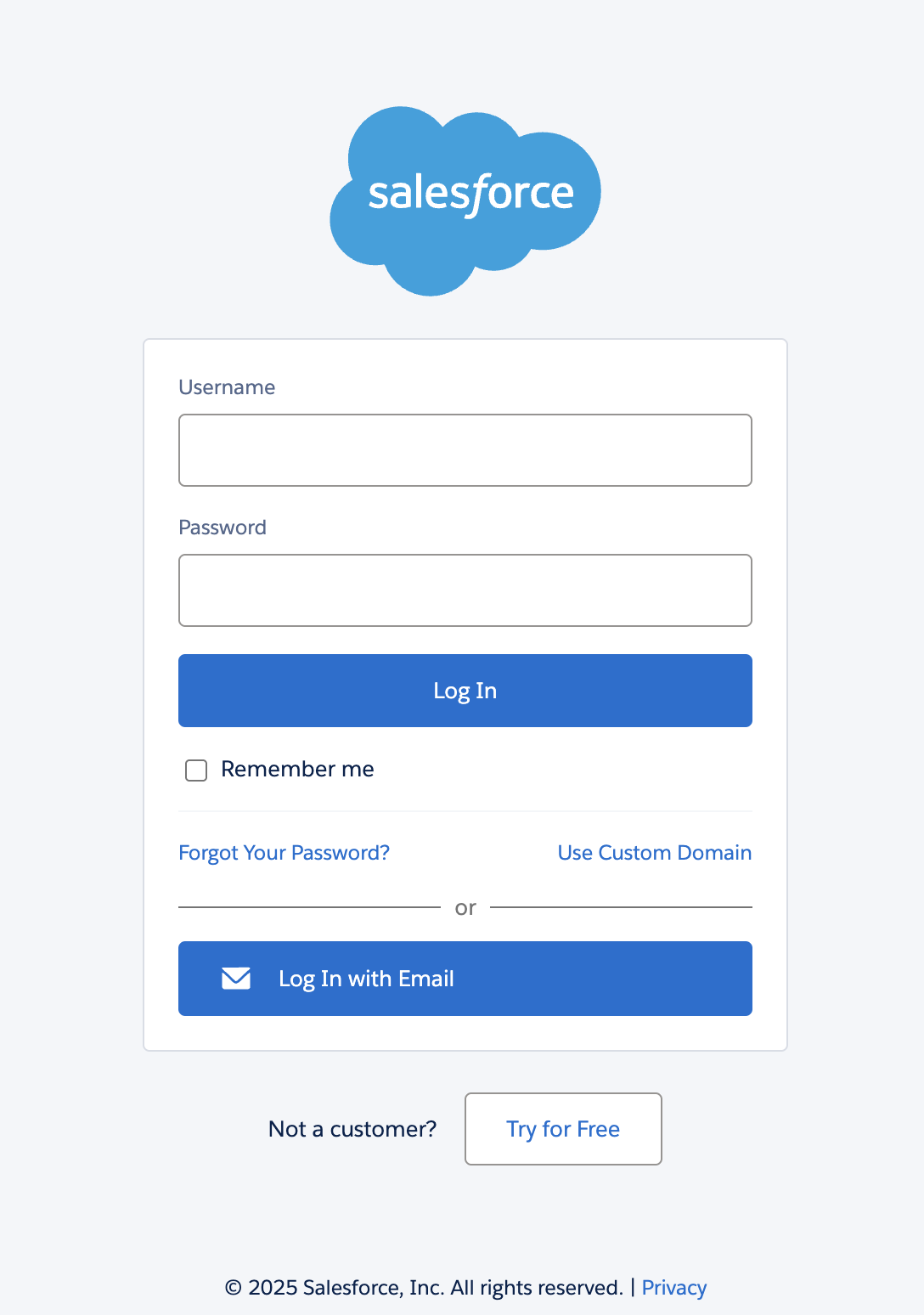 Login page